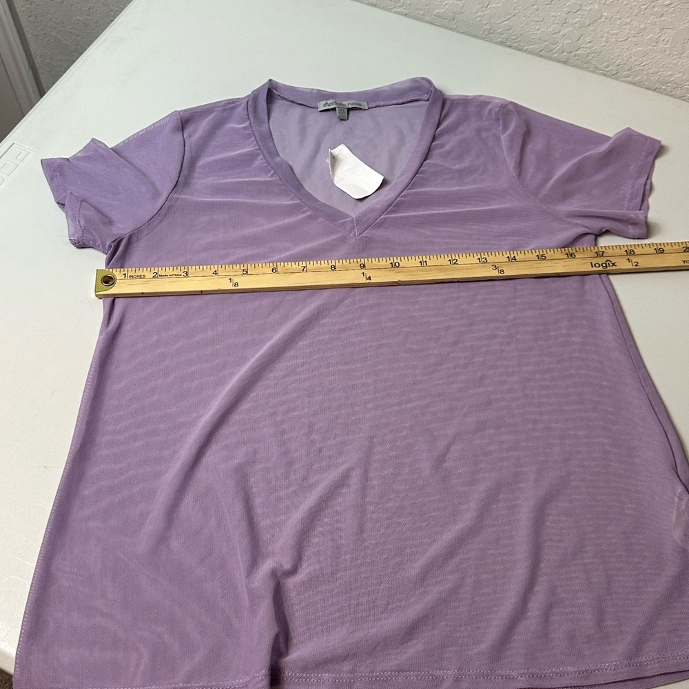 Y2K Vintage Charlotte Russe Sheer V-Neck Fairy Purple Blouse NEW Size XS - Picture 6 of 8